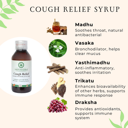Vedchakra Cough Relief Herbal Syrup - Ancient Formula - 100ml
